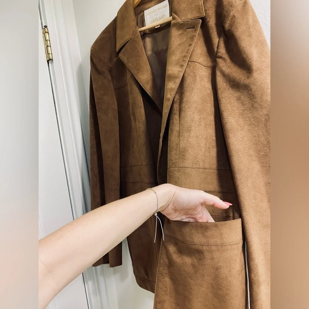 Jeffery Banks for Lakeland Size 46 Brown Ultra Suede Sports Coat Blazer